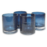 Iris Double Old Fashioned Glass in Slate Blue (Set of 4)