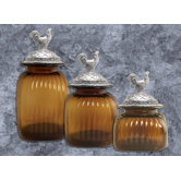 Canister with Rooster Lid (Set of 3)
