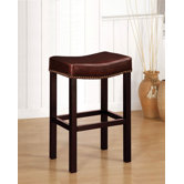 Tudor Backless Leather Barstool in Antique Brown