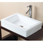 7.50" x 24.43" Rectangle Ceramic Vessel Sink without Overflow in White