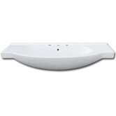 Euro Style Overhang Ceramic Sink with Overflow in White