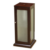 Solis - Wood pedestal cabinet w/drain hole - frost glass sides & door