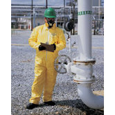 Yellow Tychem&reg; QC Chemical Protection Coveralls With Serged Seams, Storm Flap Over Front Zipper Closure, Elastic Wrists And Elastic Ankles
