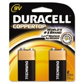 Coppertop Alkaline Batteries with Duralock Power Preserve Technology, 9V, 2/Pack