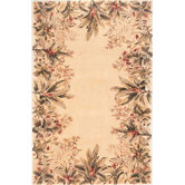Emerald Ivory Tropical Border Rug