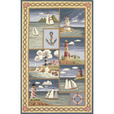 Colonial Coastal Views Nautical Novelty Rug