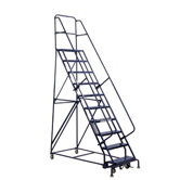 GSW Series Steel Rolling Warehouse Ladder w/ Handrails - 6'4" steel rolling warehouse ladder