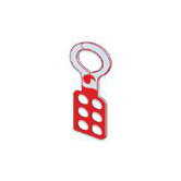 Red Metal Lockout Hasp 4-3/8" Length, 1" Diameter Jaw Opening, Single Scissor Type Rrubber Dipped, Accomodates 6 Padlocks