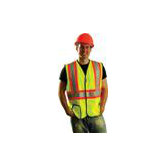 Two Tone OccuLux&reg; High Visibility Fluorescent Yellow Vest W/Reflective Tape Trimmed W/Bright Orange Fabric & 2