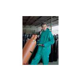 Green Dominator II 0.42 mm Polyester Flame Retardant Chemcial Resistant Jacket With Welded Seams, Detachable Drawstring Hood, With Inner Sleeves, Plain Back, And No Underarm Vents