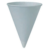 Paper Cone Water Cups - 4 oz rolled rim unprinted paper water cup/cone