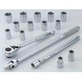 17 Piece Socket Sets - 17 pc. 1/2" dr. metric socket set 6 point global