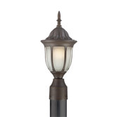 Westchester One Light Etched Glass Outdoor Post Lantern in Painted Bronze