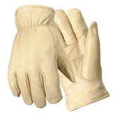 X-Large Bucko Grain Cowhide Fleece-Over-Foam Lined Gunn Cut Drivers Gloves With Keystone Thumb, Double Shirred Wrist And Self Hemmed