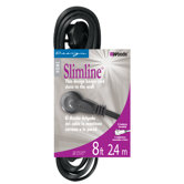 96" Black Slimline Flat Plug Extension Cord
