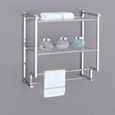 Metro Two Tier Wall Mounting Rack with Towel Bars in Chrome