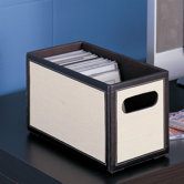 Jute Stackable CD Holder in Dark Brown and Linen