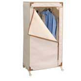 Storage Wardrobe in Canvas with Tan Trim