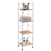 Four Shelf Towel Tower in Natural / Chrome