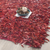 Leather Shag Red Rug