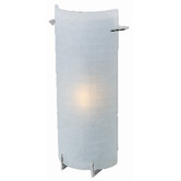 Oxygen  Wall Sconce with Checkered Frosted Glass in Brushed Steel