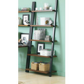 Leaning Bookcase with Java Oak Shelves in Powder Coated Black