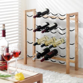 Weinregal aus Gummibaumholz / Metall