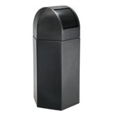 50-Gallon Hex Waste Container with Dome Lid in Black