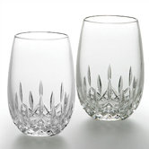 Lismore Nouveau White Stemless Wine Glass Pair 8 oz
