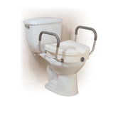 Raised Toilet Seat with Tool Free Removable Padded Arms