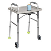 Universal Walker Tray with Cup Holder in Gray