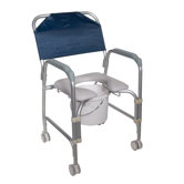 Knock Down Aluminum Shower Chair and Commode with Casters