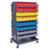 Double Sided Pick Rack Systems with Various Euro Bins with Optional Mobile Kit