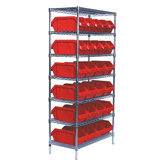 Quick Pick Bin Wire Shelving Units with 28 Large Bins with Optional Mobile Kit
