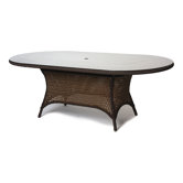 Grand Traverse 84" Oval Glass Umbrella Table