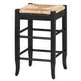 24" Rush Seat Counter Stool in Black