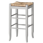29" Rush Seat Barstool in White
