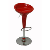 Luna Adjustable Scoop Swivel Bar Stool in Red (Set of 2)