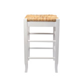 24" Rush Seat Counter Stool in White