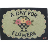 A Day For Flowers: 2' x 3' - Green Rug