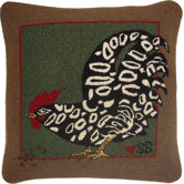 Fly the Coop Square: 18" x 18" - Green Rooster Pillow