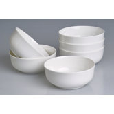 14cm M&uuml;slischalen "Queen" aus Bone-China-Porzellan in Uni-Wei&szlig; (6er Pack)