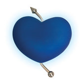 Wandleuchte Herz in Stahl blank / Blau