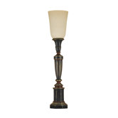 Chandler Library Table Torchiere in Rubbed Wood