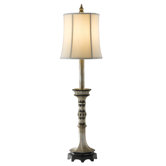 Maddox 34" One Light Table Lamp in Ebonized Silver Leaf