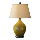 Hand Painted Porcelain One Light Table Lamp in Sundance Leaf/Bronze