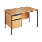 Maestro Straight H Frame Desk with Drawer Fixed Pedestal
