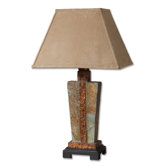 Slate Table Lamp with Hand Carved Slate
