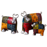 Colorful Cows Accessories Statues in Red - Set of 3