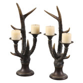 Stag Horn Resin Candelabra (Set of 2)
